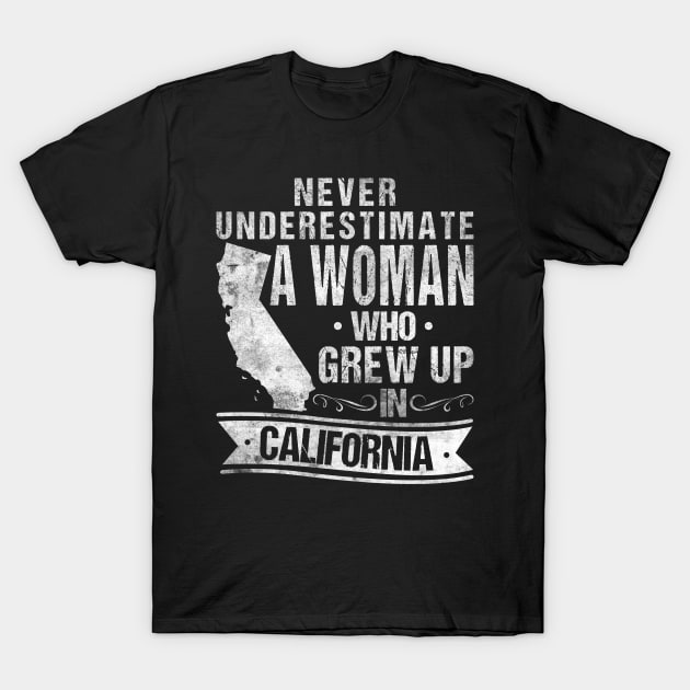 Vintage California Map Woman Grew Up In California T-Shirt by Humbas Fun Shirts